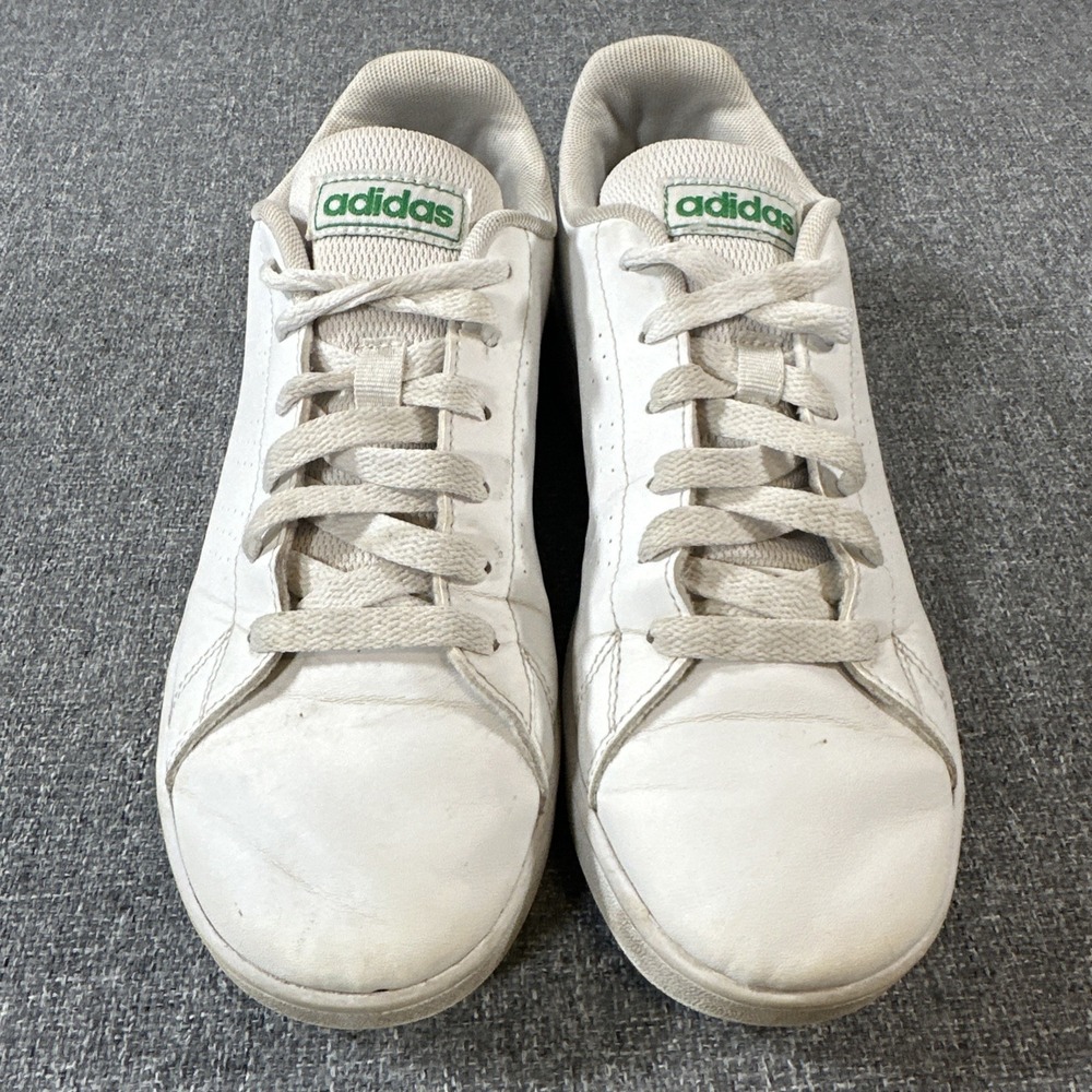 Adidas‎ Advantage White Green Sneakers Shoes Womens US 4 Leather Casual EF0213